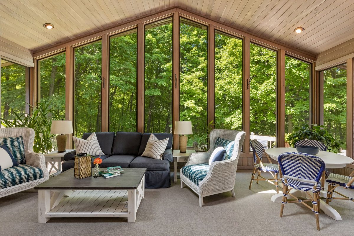Sunroom at Tamarack Country Estate staged by Domicile Curated Living