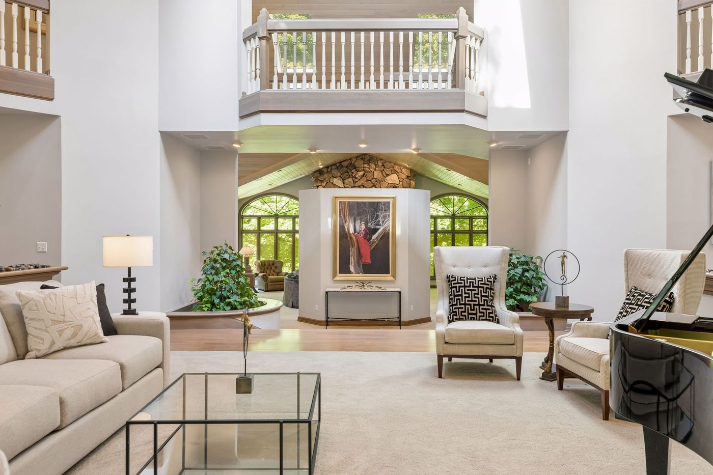 Two-story great room, opened up and rebalanced