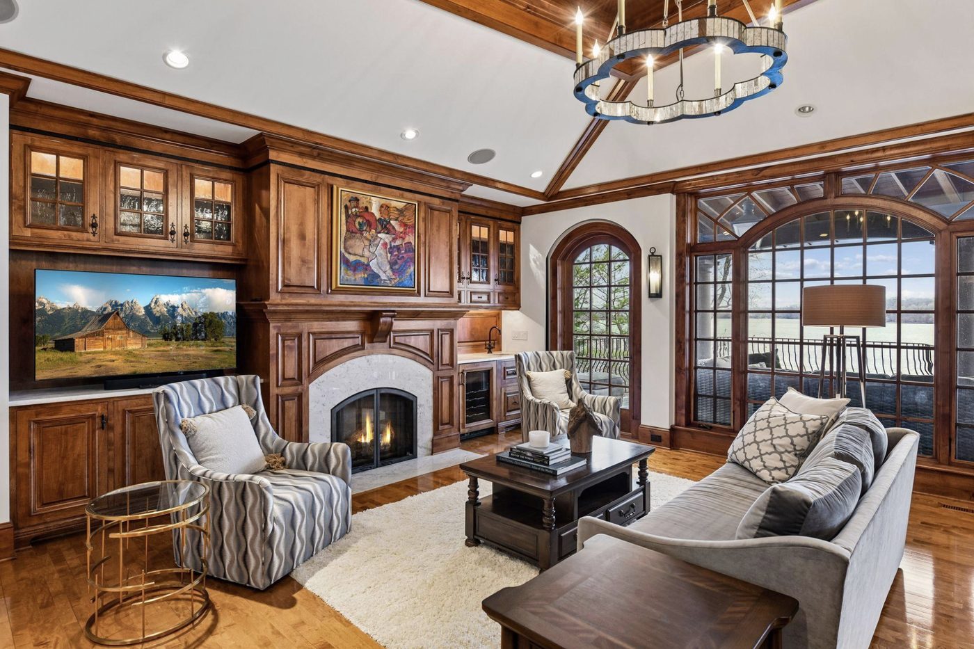 Paneled study, refreshed with updated furnishings